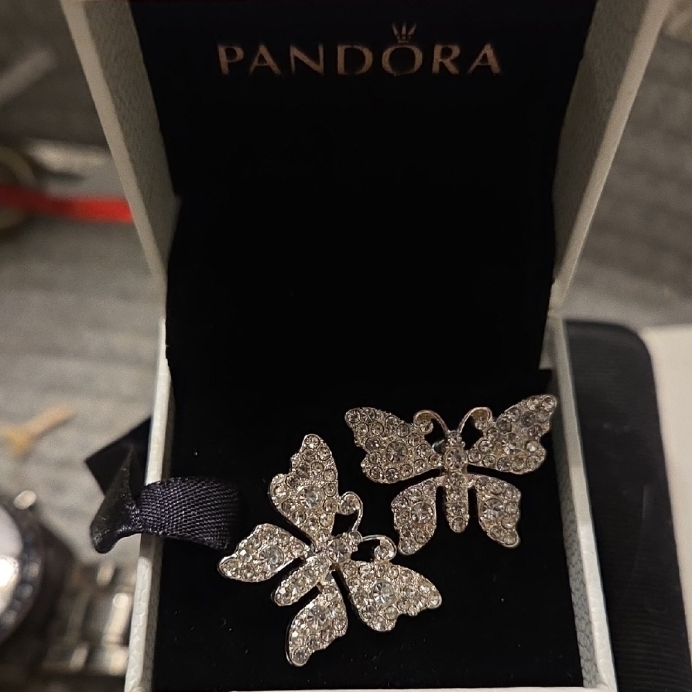Pandora Sparkling Silver Butterfly Earrings